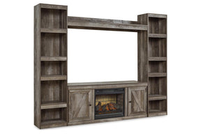 Wynnlow Gray 4-Piece Entertainment Center with Electric Fireplace by Ashley at Eve Furniture