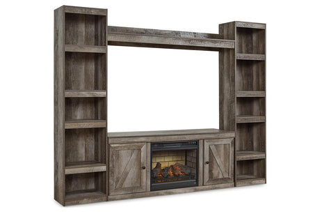 Wynnlow Gray 4-Piece Entertainment Center with Electric Fireplace by Ashley at Eve Furniture