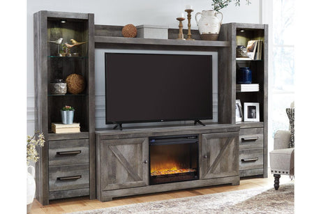 Wynnlow Gray 4-Piece Entertainment Center with Electric Fireplace by Ashley at Eve Furniture