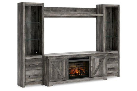 Wynnlow Gray 4-Piece Entertainment Center with Electric Fireplace by Ashley at Eve Furniture