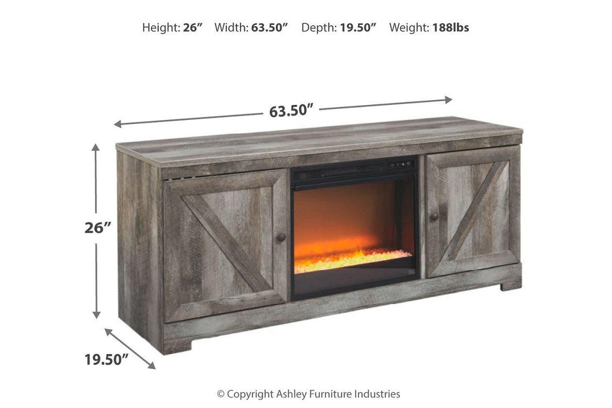 Wynnlow Gray 63" TV Stand with Electric Fireplace by Ashley at Eve Furniture
