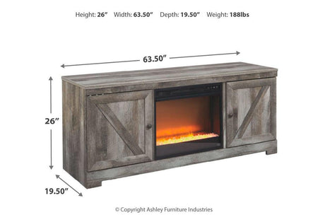 Wynnlow Gray 63" TV Stand with Electric Fireplace by Ashley at Eve Furniture