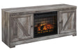 Wynnlow Gray 63" TV Stand with Electric Fireplace by Ashley at Eve Furniture