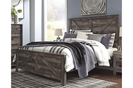 Wynnlow Gray King Crossbuck Panel Bed by Ashley at Eve Furniture