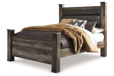 Wynnlow Gray Queen Upholstered Poster Bed by Ashley at Eve Furniture