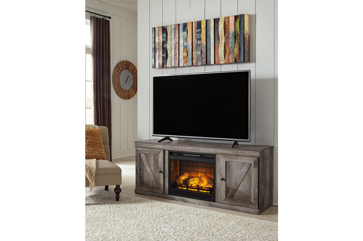 Wynnlow Gray TV Stand with Electric Fireplace by Ashley at Eve Furniture