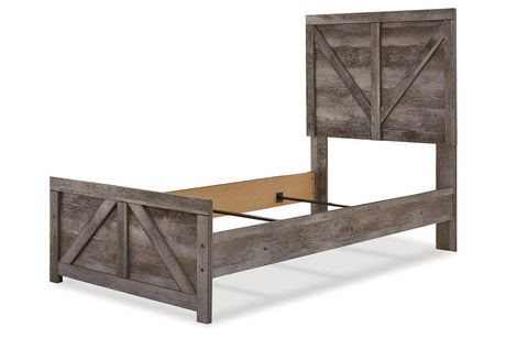 Wynnlow Gray Twin Crossbuck Panel Bed by Ashley at Eve Furniture