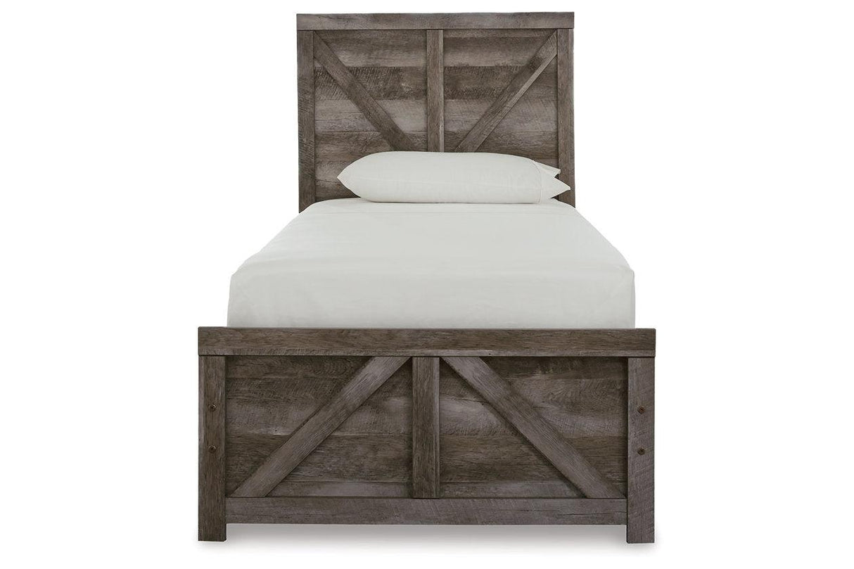 Wynnlow Gray Twin Crossbuck Panel Bed by Ashley at Eve Furniture