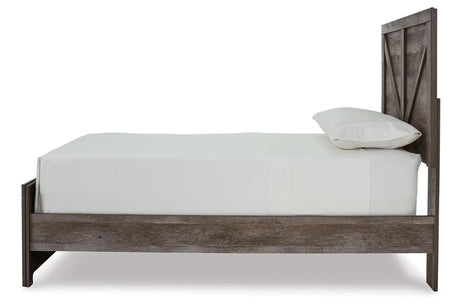 Wynnlow Gray Twin Crossbuck Panel Bed by Ashley at Eve Furniture