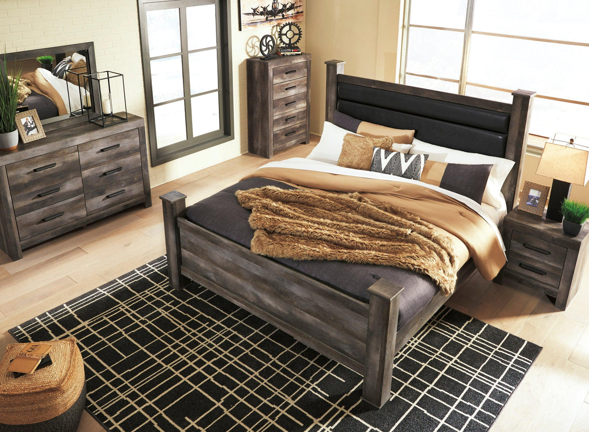 Wynnlow Gray Upholstered Poster Bedroom Set by Ashley at Eve Furniture