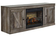 Wynnlow Gray TV Stand with Electric Fireplace by Ashley at Eve Furniture