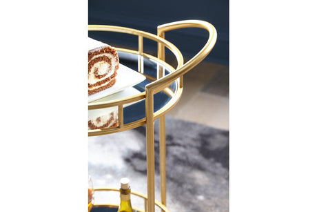 Wynora Gold Bar Cart by Ashley at Eve Furniture