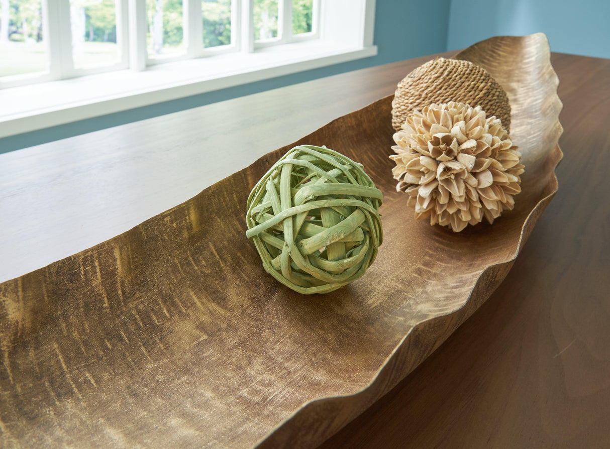 Wystenburg Antique Gold Finish Tray by Ashley at Eve Furniture