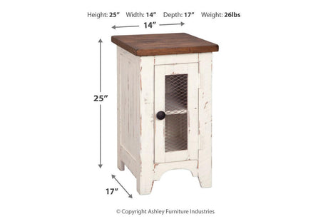 Wystfield White/Brown Chairside End Table by Ashley at Eve Furniture
