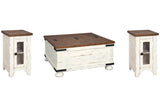 Wystfield White/Brown Coffee Table and 2 Chairside End Tables by Ashley at Eve Furniture