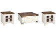 Wystfield White/Brown Coffee Table and 2 End Tables by Ashley at Eve Furniture