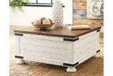 Wystfield White/Brown Coffee Table and Chairside End Table by Ashley at Eve Furniture