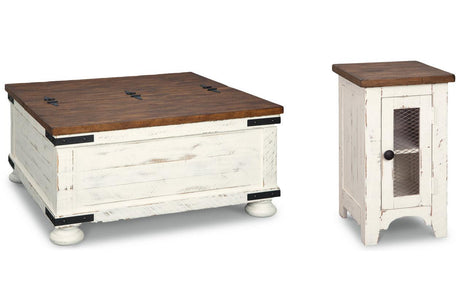 Wystfield White/Brown Coffee Table and Chairside End Table by Ashley at Eve Furniture
