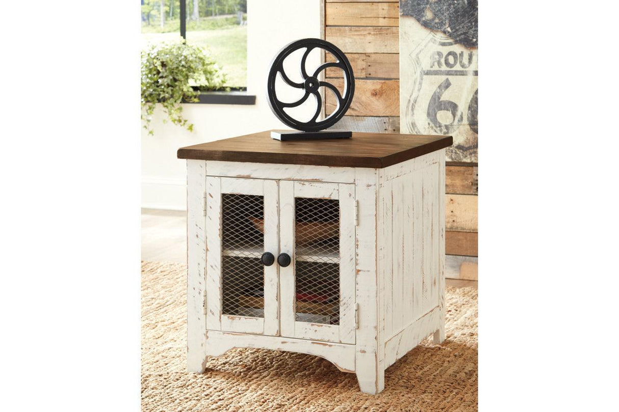 Wystfield White/Brown End Table by Ashley at Eve Furniture