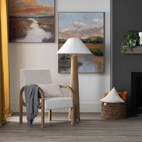 Xander Natural/White Floor Lamp by Crestview at Eve Furniture