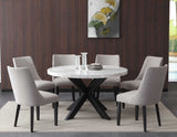 Xena 52-inch Round 5-Piece White Marble Dining Set(Table & 4 Side Chairs)