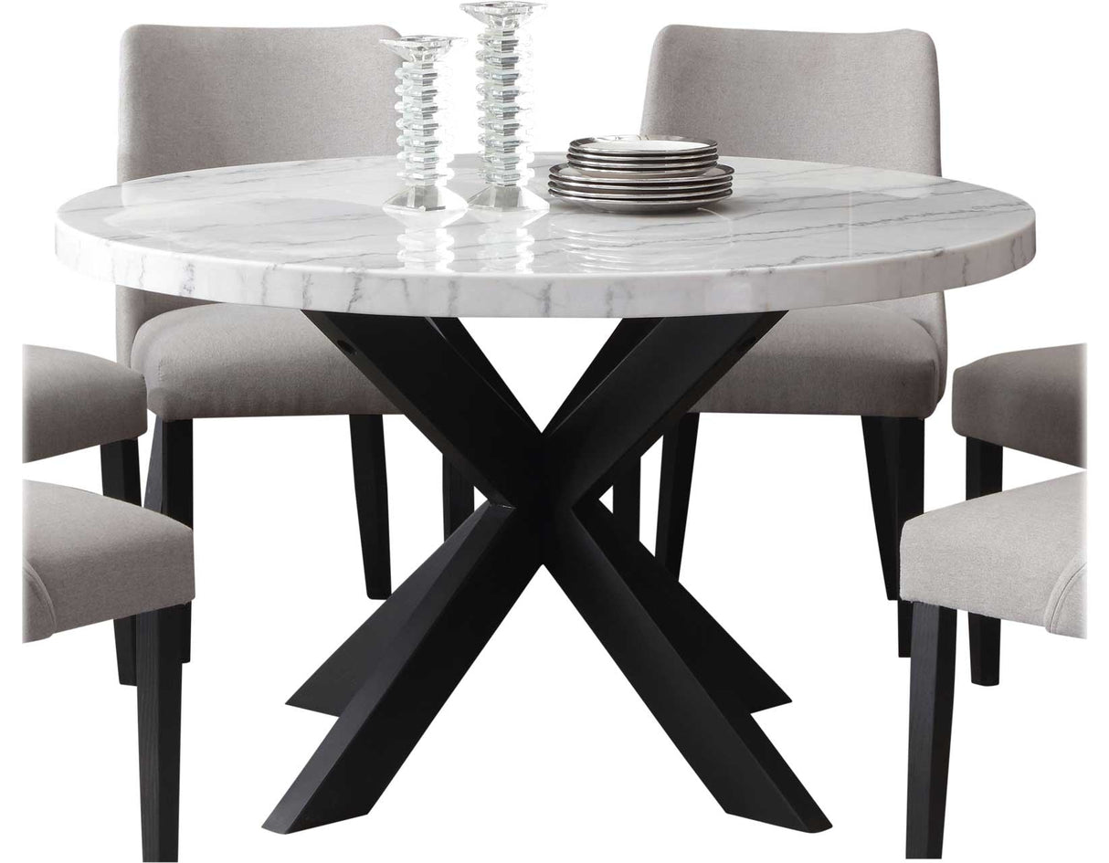 Xena 52-inch Round 5-Piece White Marble Dining Set(Table & 4 Side Chairs)