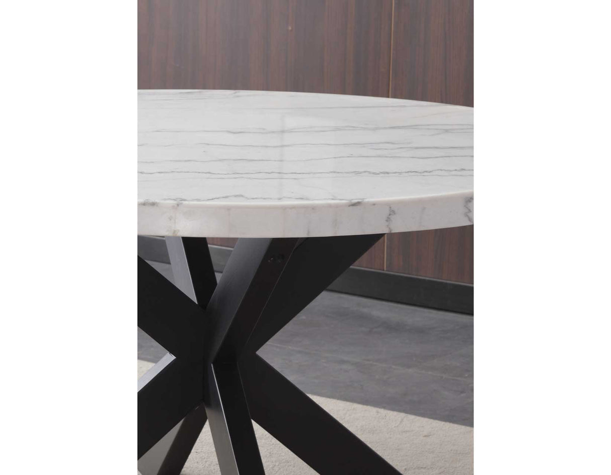 Xena 52-inch Round 5-Piece White Marble Dining Set(Table & 4 Side Chairs)