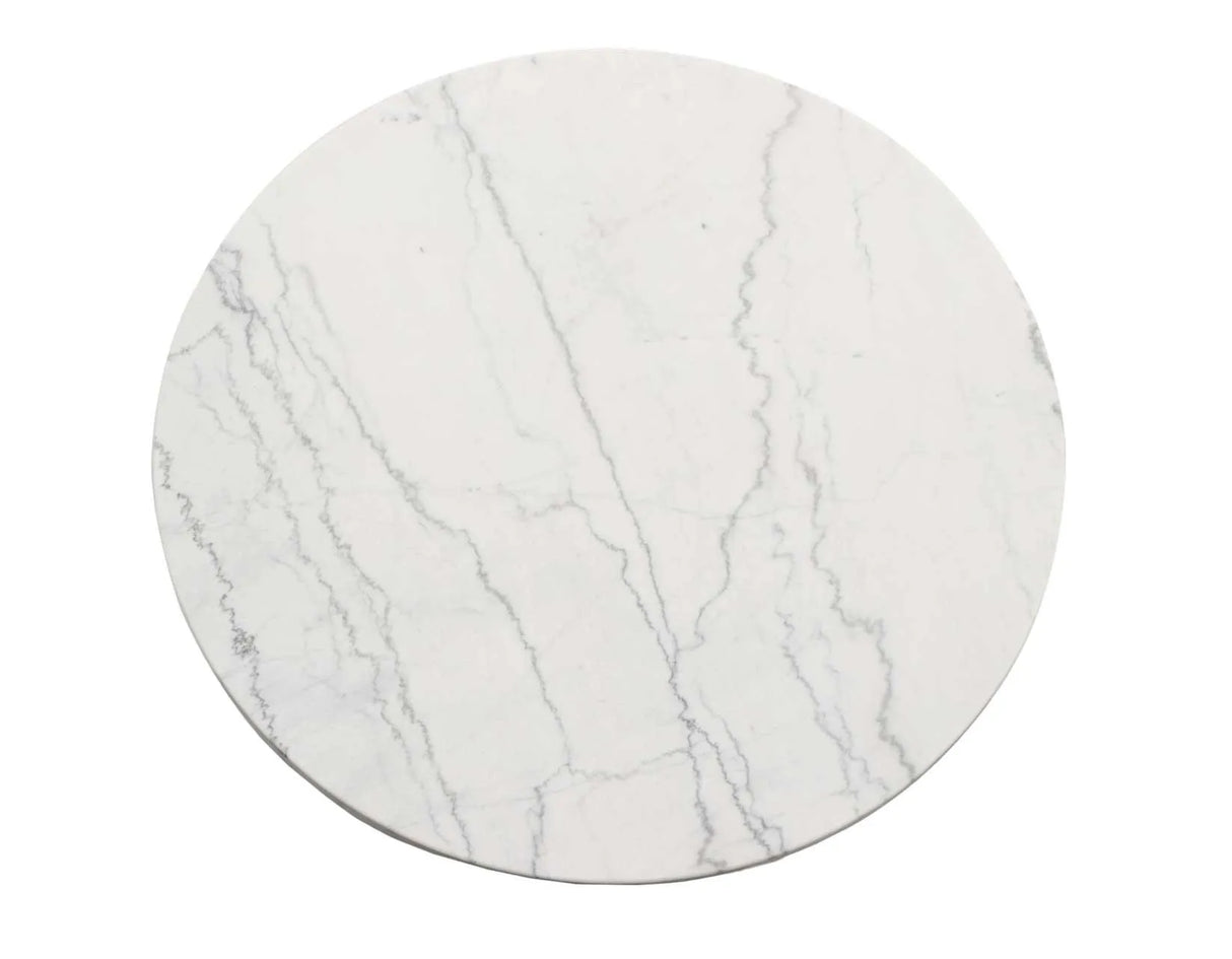 Xena 52-inch Round Dining Table, White Marble Top by Steve Silver at Eve Furniture