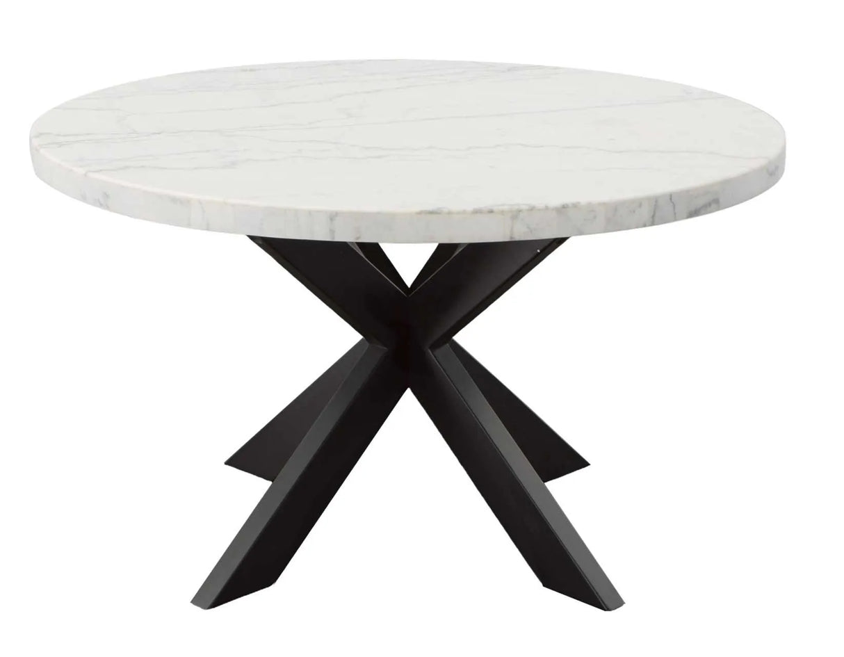 Xena 52-inch Round Dining Table, White Marble Top by Steve Silver at Eve Furniture