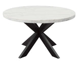 Xena 52-inch Round Dining Table, White Marble Top by Steve Silver at Eve Furniture