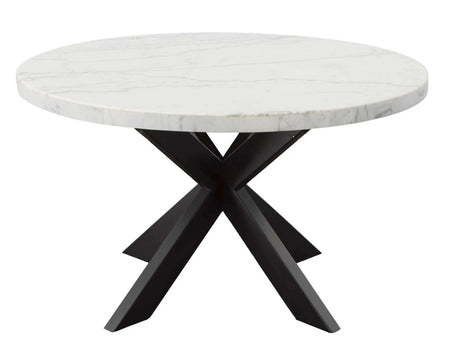 Xena 52-inch Round Dining Table, White Marble Top by Steve Silver at Eve Furniture