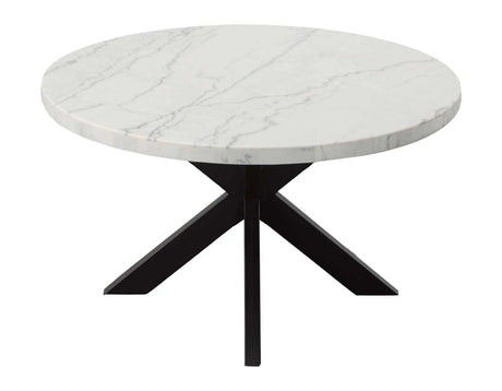 Xena 52-inch Round Dining Table, White Marble Top by Steve Silver at Eve Furniture