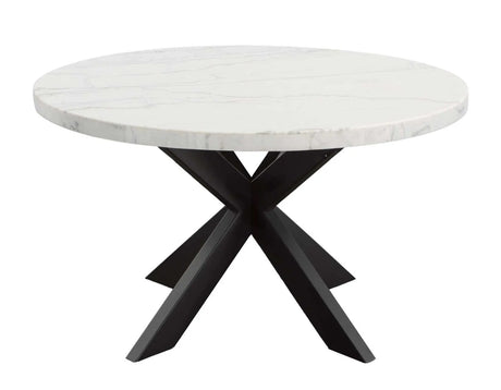Xena 52-inch Round Dining Table, White Marble Top by Steve Silver at Eve Furniture