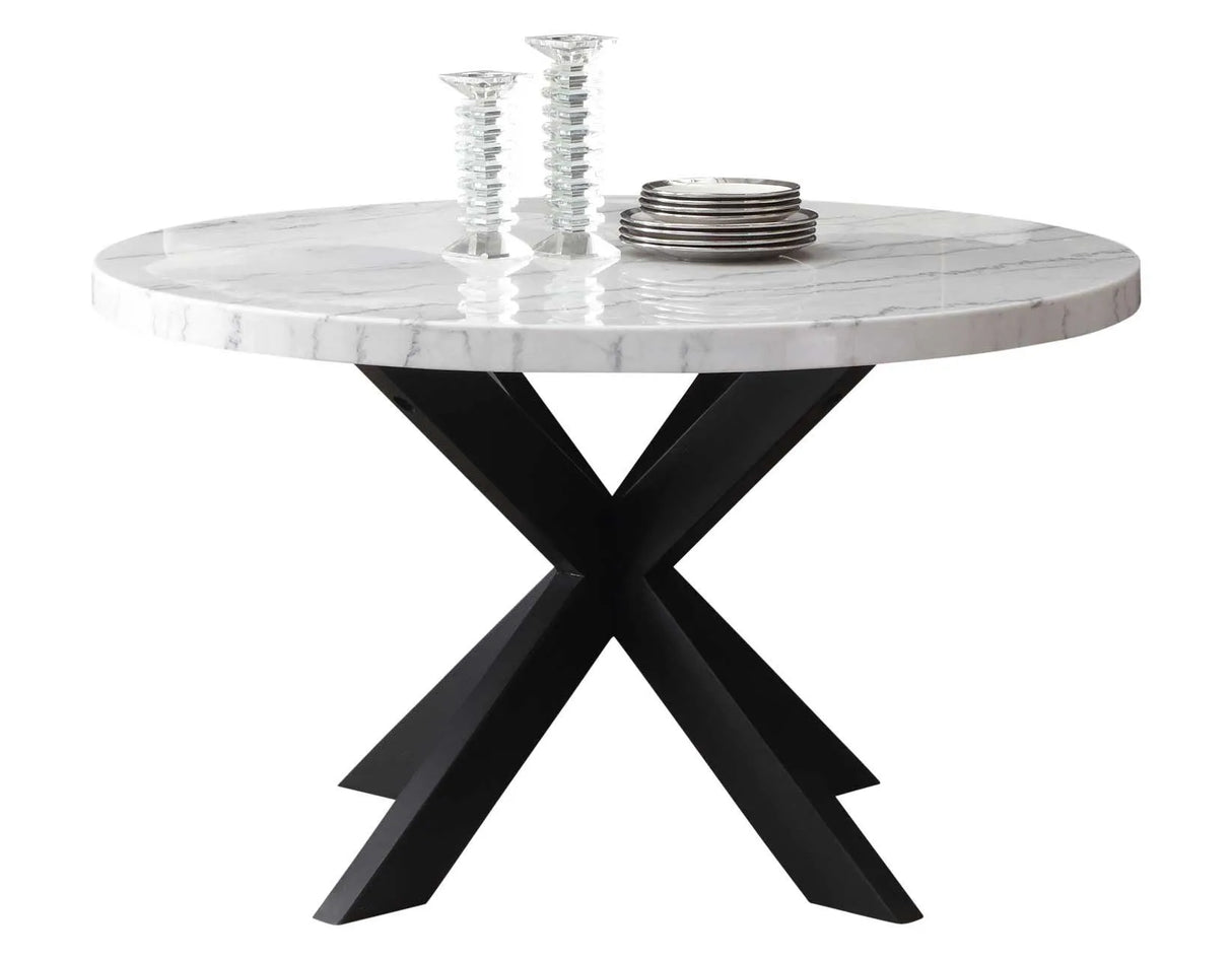 Xena 52-inch Round Dining Table, White Marble Top by Steve Silver at Eve Furniture