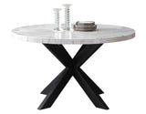 Xena 52-inch Round Dining Table, White Marble Top by Steve Silver at Eve Furniture