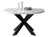 Xena Ebony/Light Gray Round Marble Top Dining Room Set by Steve Silver at Eve Furniture