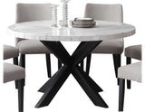 Xena Ebony/Light Gray Round Marble Top Dining Room Set by Steve Silver at Eve Furniture