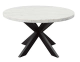 Xena Ebony/Light Gray Round Marble Top Dining Room Set by Steve Silver at Eve Furniture