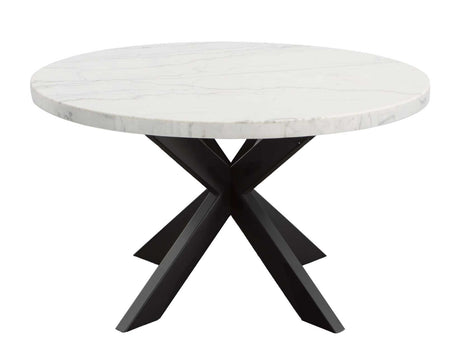 Xena Ebony/Light Gray Round Marble Top Dining Room Set by Steve Silver at Eve Furniture