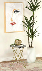 Xenia Black/White Round Accent Table with Hairpin Legs by Coaster at Eve Furniture