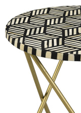 Xenia Black/White Round Accent Table with Hairpin Legs