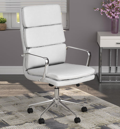 Ximena White High Back Upholstered Office Chair by Coaster at Eve Furniture