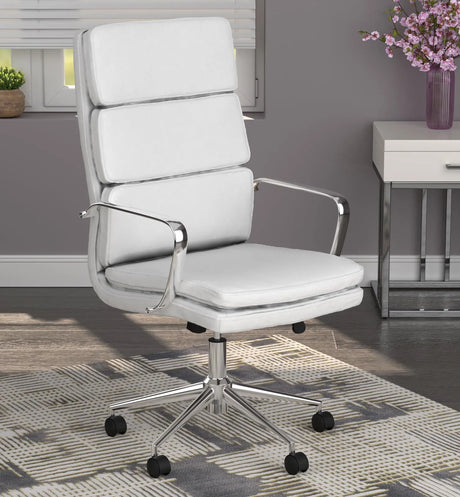 Ximena White High Back Upholstered Office Chair by Coaster at Eve Furniture