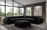 XL Cloud Black Sectional + Ottoman Set