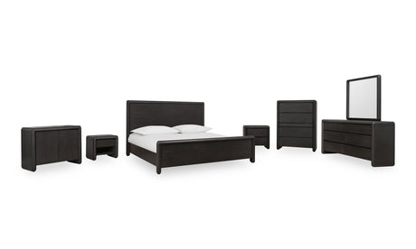 Xolani Beveled Glass Wall or Dresser Mirror in Jaguar by Modus Furniture at Eve Furniture