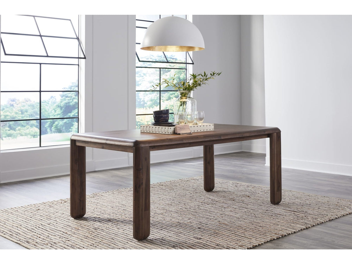 Xolani Impala Rectangular Acacia Wood Leg Dining Table by Modus Furniture at Eve Furniture