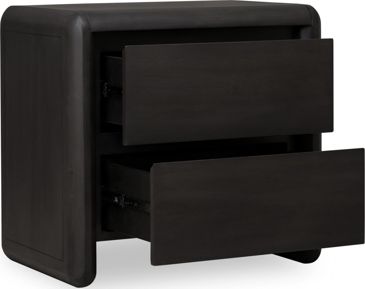 Xolani Jaguar Two Drawer Acacia Wood Nightstand by Modus Furniture at Eve Furniture