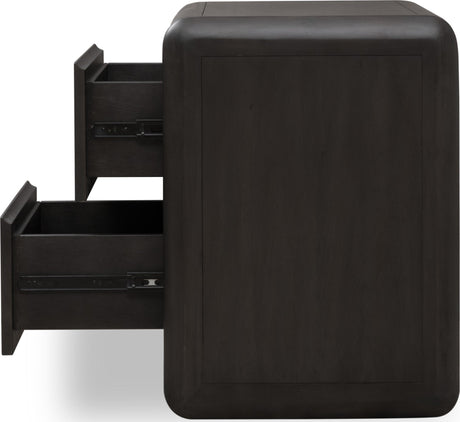 Xolani Jaguar Two Drawer Acacia Wood Nightstand by Modus Furniture at Eve Furniture
