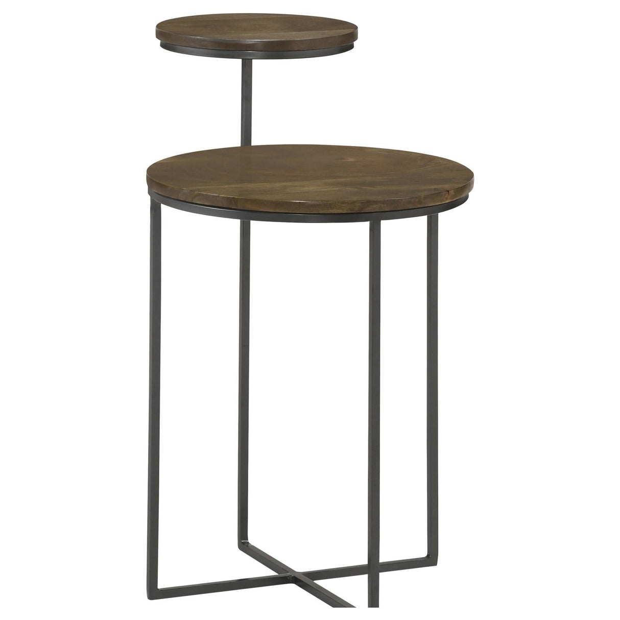 Yael Natural/Gunmetal Round Accent Table