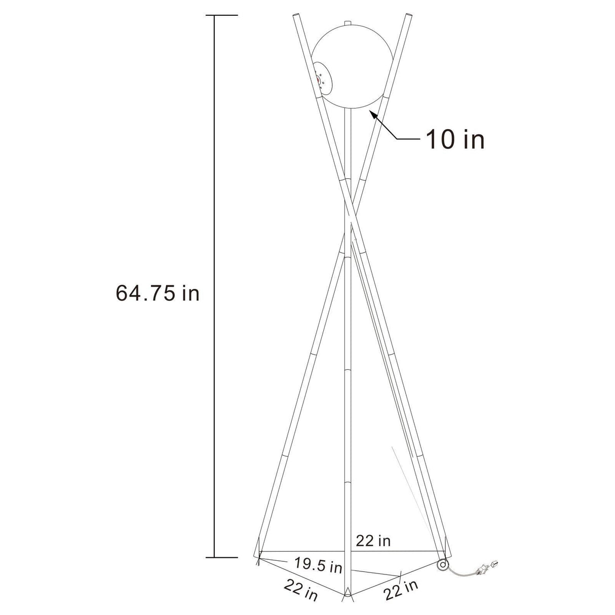 Yamileth Gold Tripod Floor Lamp by Coaster at Eve Furniture
